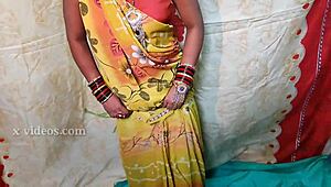 First Time Desi Wife in Hot Sari for Real Anal
