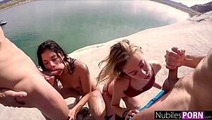 Wanna join these hot BFFs banging on a boat? Public orgy show awaits in S1 E3!