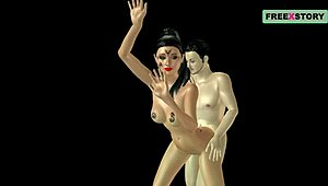 In this anime, a japanese man fucks an indian bhabhi from behind