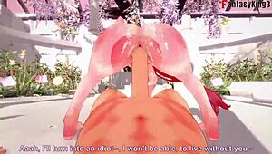 yae miko fucks naked in genshin impact fantasy with ahegao pink haired girl