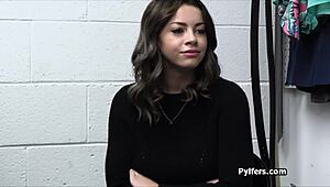 Those lucky guards are having a blast with that big tit suspect in the office!