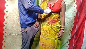 First Time Desi Wife in Hot Sari for Real Anal