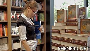 Oral service and ride for the nerd with glasses