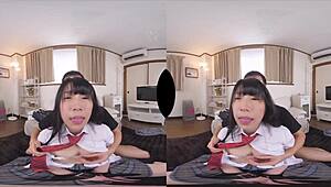 Hina is a dominant uniformed officer who watches her slave from a distance.