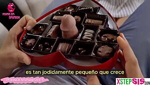 teen 18+ gives stepsister valentine blowjob