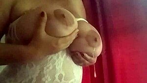 I tease my big tits and lick them