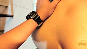 Boyfriend fucks horny Pinay teen in POV sex while clothed, leading to creampie.