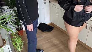 fuck my stepmother-in-law like a rabbit in the kitchen and cum on her gorgeous ass 😈