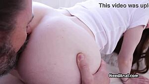 busty hazel feels intense pleasure as teacher fucks her ass at home, her tits bouncing wildly while she masturbates