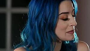 Kenna James and Jewelz Blu's sensual threesome with a waiter in a quiet restaurant.