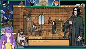 In this witch trainer game, the sexy brunette teacher gets involved