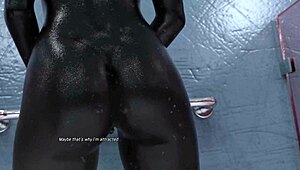 Projekt passion features dark alien babe in lesbian shower fingering visual novel