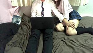 Couple watches hentai and gets aroused