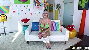 True Anal Gaping Busty Blonde Gabbie Carters Ass