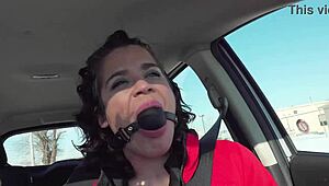 driving around ball gagged in public