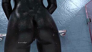 Projekt passion features dark alien babe in lesbian shower fingering visual novel