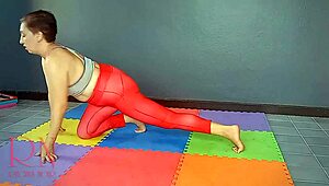 Regina Noir Practices Yoga In Transparent Leotard