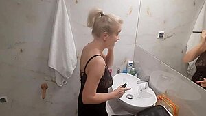 Jenny the blonde prepares for disco night