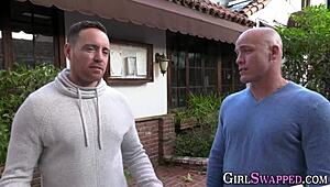 The busty stepdaughter blows that huge dick.