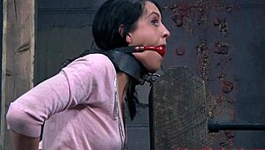 The marvelous babe, tied up, receives rough whipping and oral sucking.