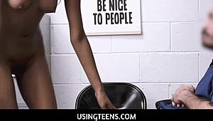 teen caught stealing, fucks to escape