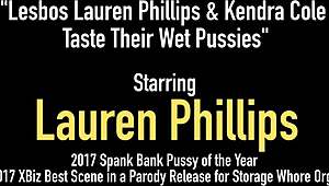 Lauren Phillips and Kendra Cole, the redhead pornstars, undress in lingerie, kiss passionately, and lick their wet pussies to orgasm.
