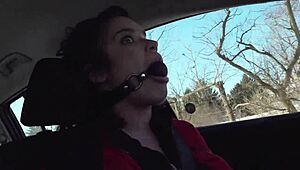 driving around ball gagged in public
