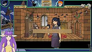 In this witch trainer game, the sexy brunette teacher gets involved