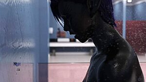 Projekt passion features dark alien babe in lesbian shower fingering visual novel