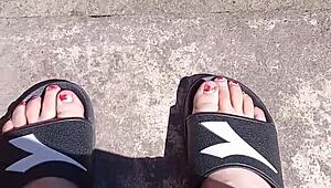 i relax my feet in the sun before pedicure