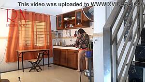 Housewife in pantyhose gets naked in the kitchen and cums hard while cooking 😋