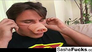 Sasha strips for hard anal