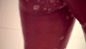 naughty diamond kitty masturbating in the shower, big tits and pussy on display