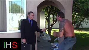 Two sexy girls get fucked by a big cock guy.