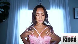 Mega Hot Brunette Babe Gets Massaged And Fucked By Big Black Cock