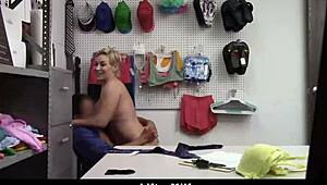 shoplifting milf tries claiming innocence in garage