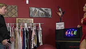 Hot Blonde Vanessa Cage Dominates Customer in Store!