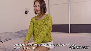 Cute Teenie Spreads Wide and Loses Virginity in Bold Scene