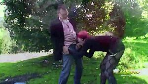 Young German Redhead's Horny Pussy Gets Outdoor Assfucking And Anal In Public