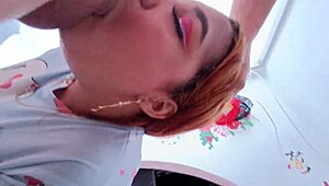 Stepbrother Enters Bathroom Horny For Pussy In Sexy Underwear