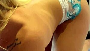 Cory and Melanie scissoring in a threesome