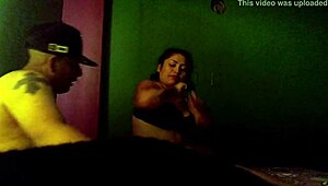 A petite and curvaceous woman enjoys a steamy online session with a tall and white partner.