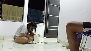 My stepdaughter has a big ass, I fuck her doggystyle while she draws