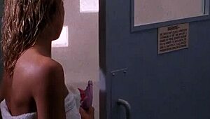 sexy nude blonde dancing in sauna at night club