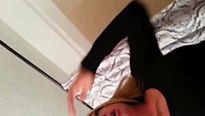 The Wife Gives A Deepthroat Blowjob To Her Husband's Big Cock At Home