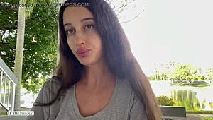 He cums on my face in the backyard garden during public voyeur cumshot