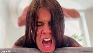 College girl swallows after intense anal session