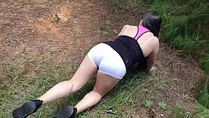 Latina Sister-In-Law Exercises In The Forest With Lovers