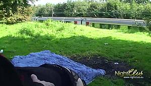 Young German Redhead's Horny Pussy Gets Outdoor Assfucking And Anal In Public