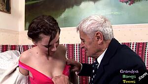 Young euro babe pounded hard by grandpa